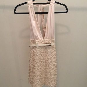 Short gold halter dress with sequins from Bebe